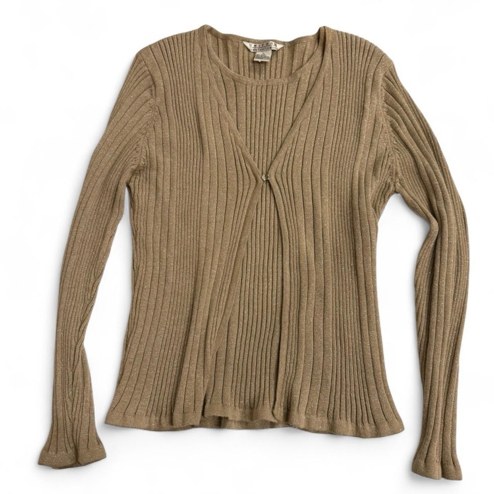 JohnPaulRichard Ribbed Hook-Front Cardigan - Taupe
